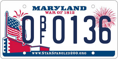 MD license plate 0BF0136