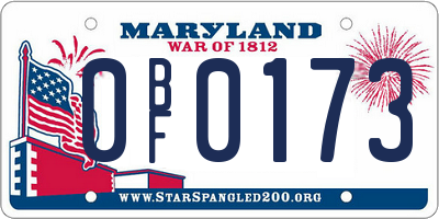 MD license plate 0BF0173
