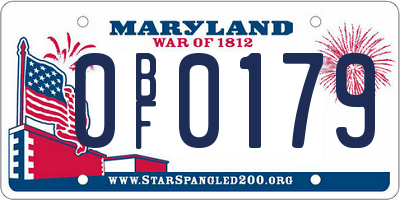 MD license plate 0BF0179