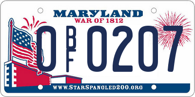 MD license plate 0BF0207