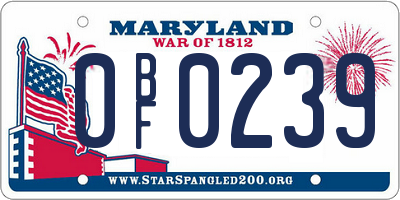 MD license plate 0BF0239