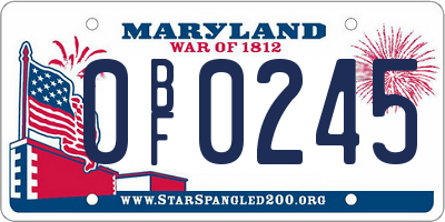 MD license plate 0BF0245