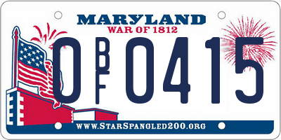 MD license plate 0BF0415