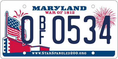 MD license plate 0BF0534