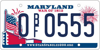 MD license plate 0BF0555
