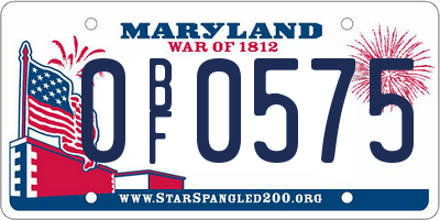 MD license plate 0BF0575