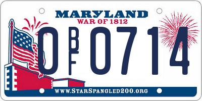 MD license plate 0BF0714