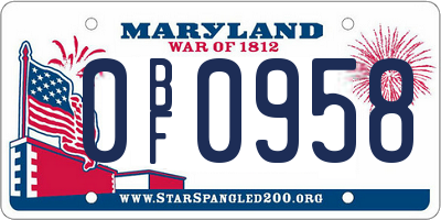MD license plate 0BF0958