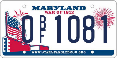 MD license plate 0BF1081