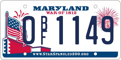 MD license plate 0BF1149