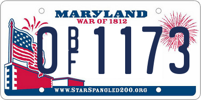 MD license plate 0BF1173