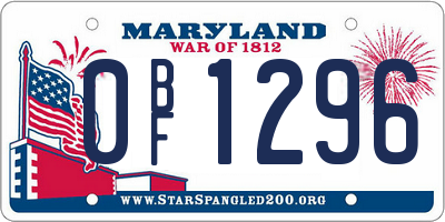 MD license plate 0BF1296