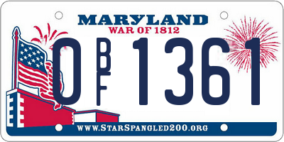 MD license plate 0BF1361