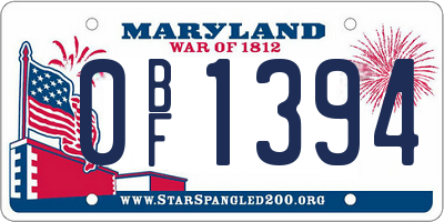 MD license plate 0BF1394