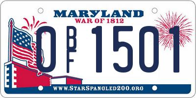 MD license plate 0BF1501