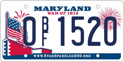 MD license plate 0BF1520