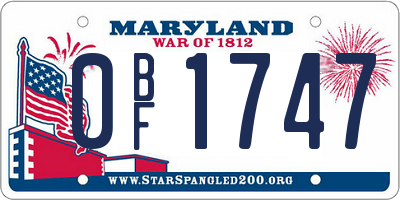 MD license plate 0BF1747