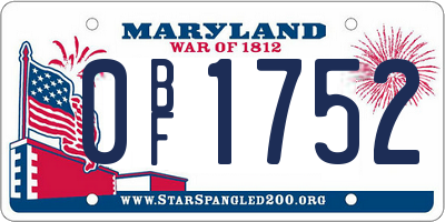 MD license plate 0BF1752