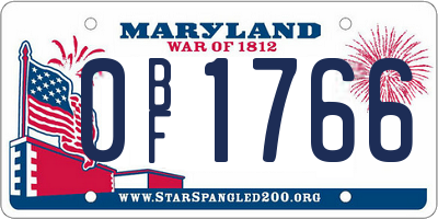MD license plate 0BF1766