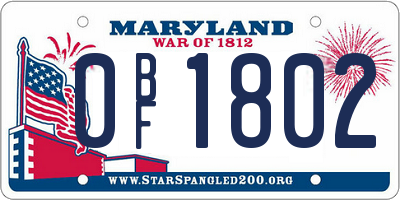 MD license plate 0BF1802