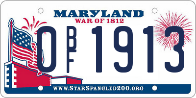 MD license plate 0BF1913