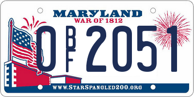 MD license plate 0BF2051