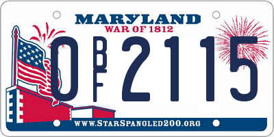 MD license plate 0BF2115