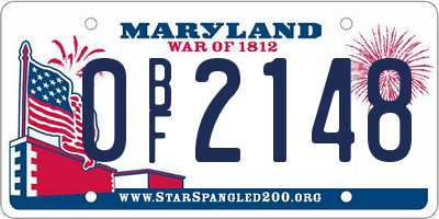 MD license plate 0BF2148