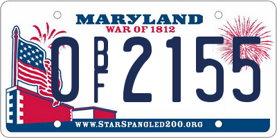 MD license plate 0BF2155