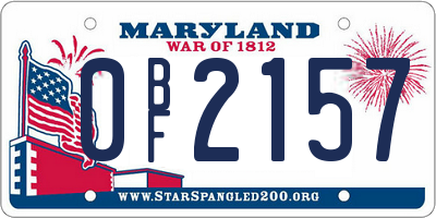 MD license plate 0BF2157