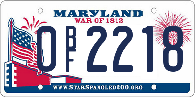 MD license plate 0BF2218