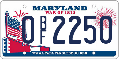 MD license plate 0BF2250