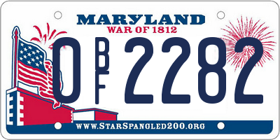 MD license plate 0BF2282