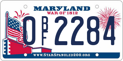 MD license plate 0BF2284