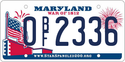 MD license plate 0BF2336