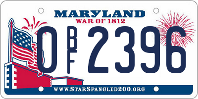 MD license plate 0BF2396