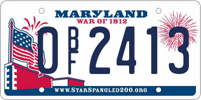 MD license plate 0BF2413
