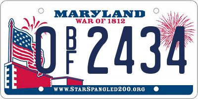 MD license plate 0BF2434