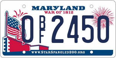 MD license plate 0BF2450