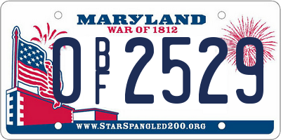 MD license plate 0BF2529