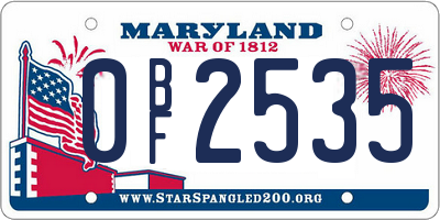 MD license plate 0BF2535