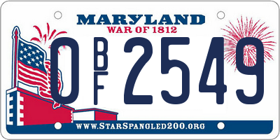 MD license plate 0BF2549