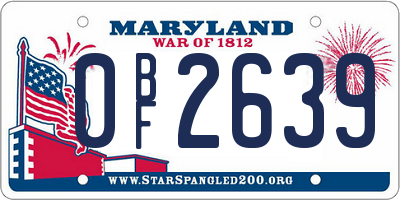 MD license plate 0BF2639