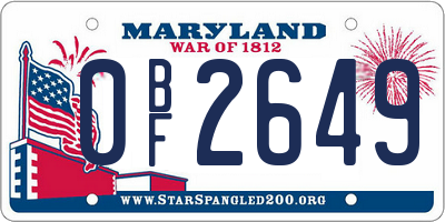 MD license plate 0BF2649