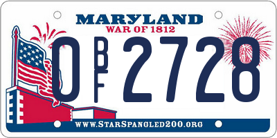 MD license plate 0BF2728