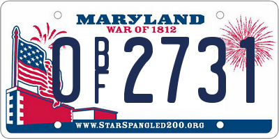 MD license plate 0BF2731