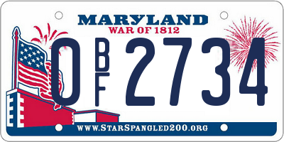 MD license plate 0BF2734