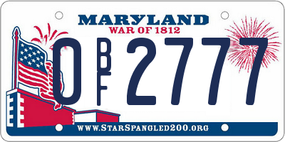 MD license plate 0BF2777