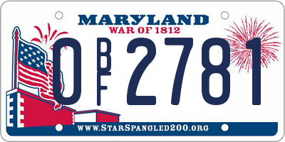 MD license plate 0BF2781