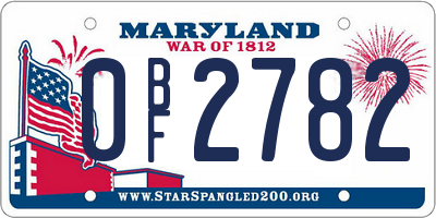 MD license plate 0BF2782